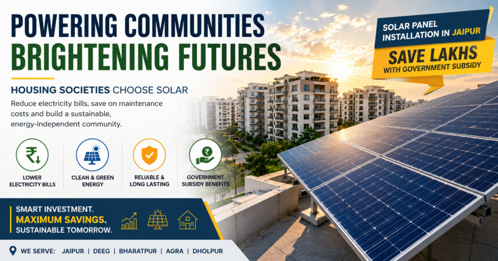 Housing Societies solar panel installation in Jaipur for residential apartment communities