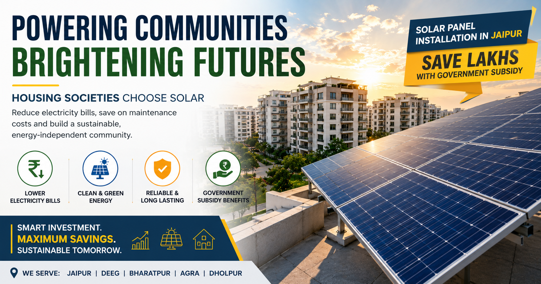 Housing Societies solar panel installation in Jaipur for residential apartment communities