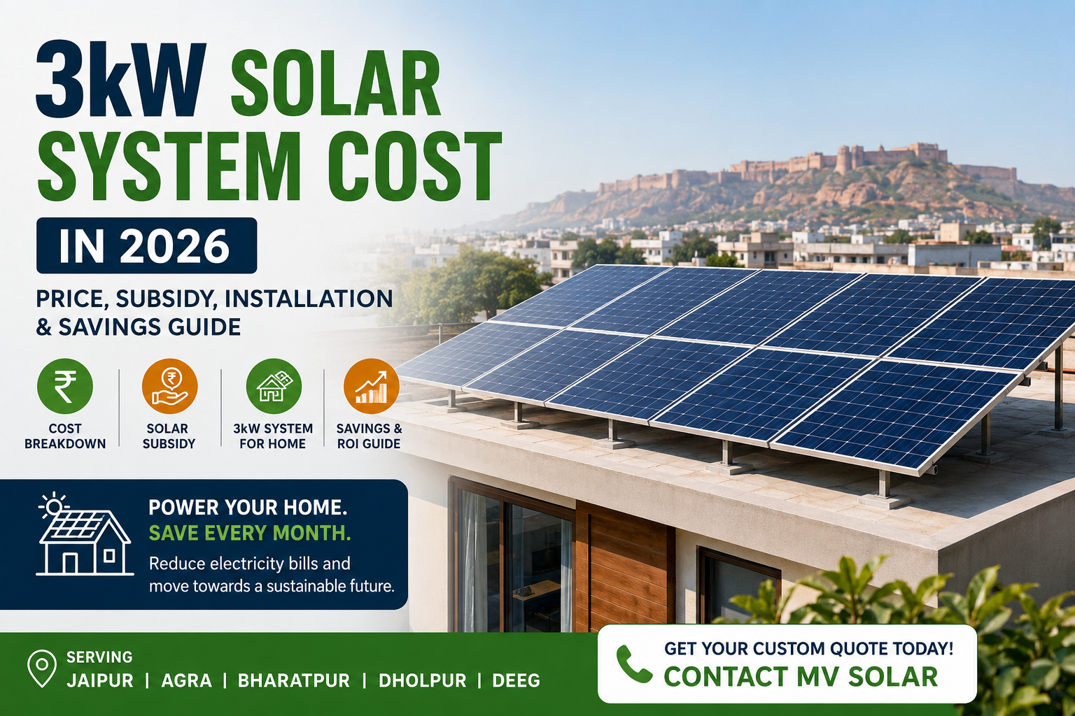 3kW Solar System Cost in 2026 for home rooftop solar
